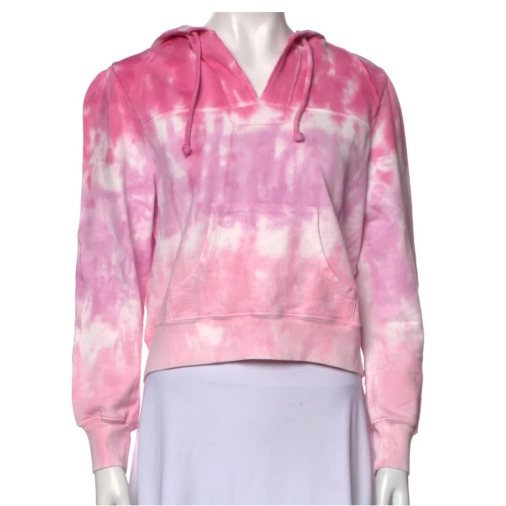 LoveShackFancy Pink and White Tie-Dye Hoodie